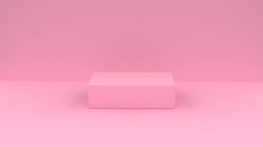 3D soyut arka plan render. Ürün ekranı için pembe platform. İç podyum yeri. Tasarım için boş dekorasyon şablonu.