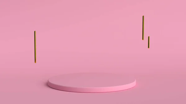 3d fondo abstracto renderizar. Plataforma rosa para la exhibición del producto. Lugar interior del podio. Plantilla de decoración en blanco para diseño . — Foto de Stock