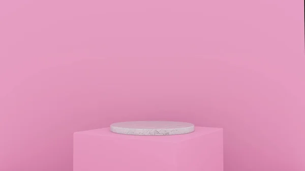 3d fondo abstracto renderizar. Plataforma rosa para la exhibición del producto. Lugar interior del podio. Plantilla de decoración en blanco para diseño . —  Fotos de Stock