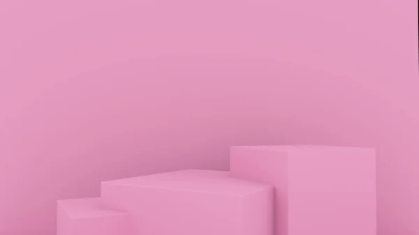 3d resumo renderização de fundo. Plataforma rosa para exibição de produtos. Local do pódio interior. Modelo de decoração em branco para design . — Fotografia de Stock