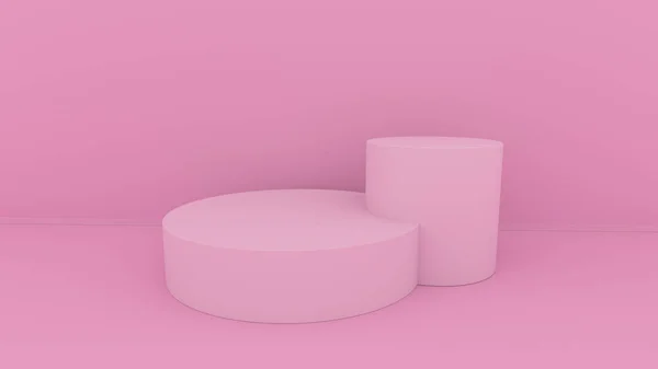 3d fondo abstracto renderizar. Plataforma rosa para la exhibición del producto. Lugar interior del podio. Plantilla de decoración en blanco para diseño . —  Fotos de Stock