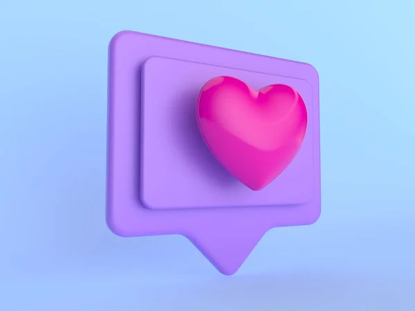 Social media netwerk als icoon. Internet teken en symbool met hart. 3D-weergave — Stockfoto