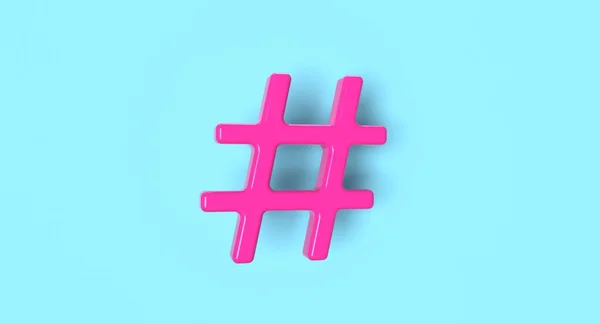 Hashtag symbool op de achtergrond. Concept van het sociale medianetwerk. 3D-weergave. — Stockfoto