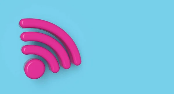 Simbolo Wi-Fi sullo sfondo. Segnale di rete wireless. Illustrazione del concetto di tecnologia della comunicazione. Rendering 3D. — Foto Stock