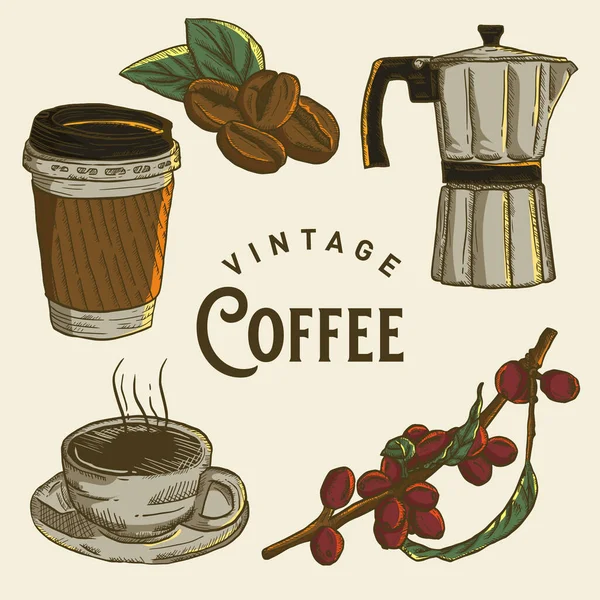 Vintage Coffee Illustration Themes — Stock Vector