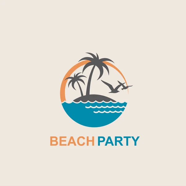Emblème Des Vacances Été Avec Chaise Inclinable Parasol Sur Île — Image vectorielle