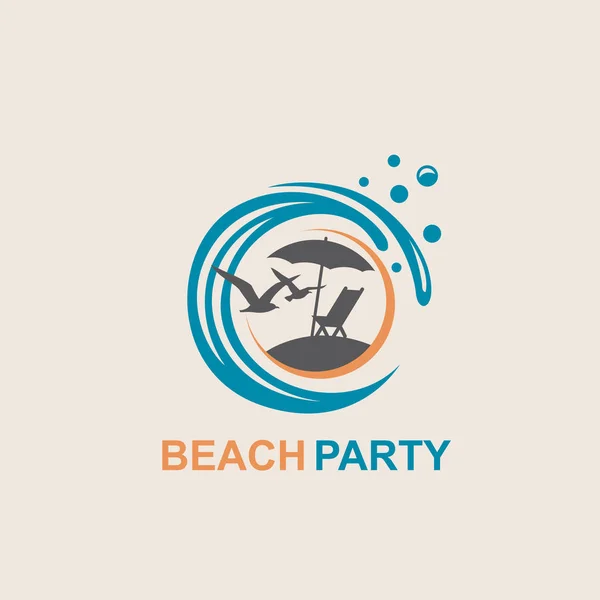 Emblème Des Vacances Été Avec Chaise Inclinable Parasol Sur Île — Image vectorielle