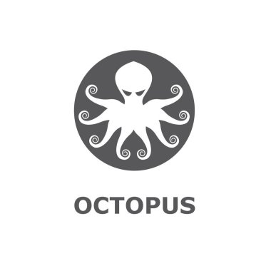 Beyaz arka plan üzerinde izole ahtapot simgesi