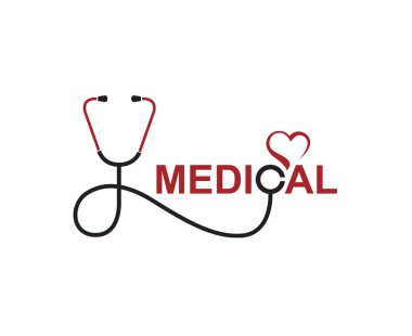 Soyut tıbbi halth bakım simgesiyle stetoskop ve kalp