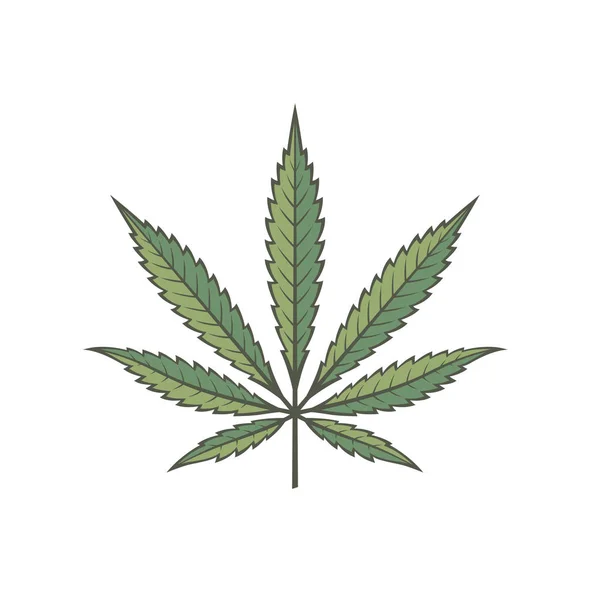 Ilustración Marihuana Hoja Cannabis Aislada Sobre Fondo Blanco — Archivo Imágenes Vectoriales