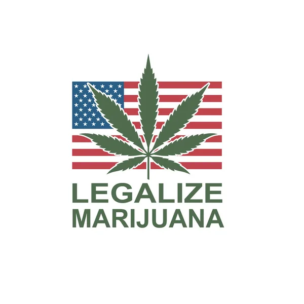 Ábra Marihuána Cannabis Levél Usa Zászló — Stock Vector