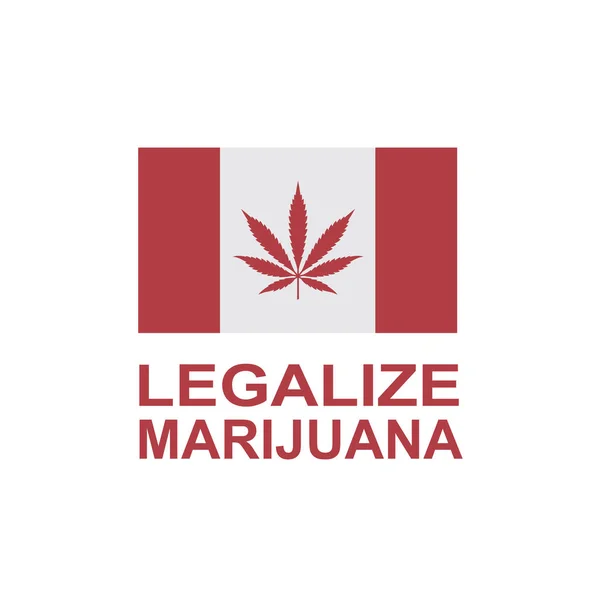 Ilustración Marihuana Hoja Cannabis Bandera Canadá — Archivo Imágenes Vectoriales