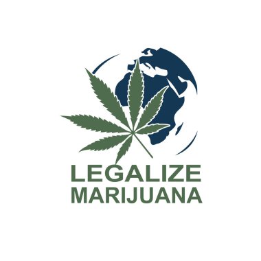 Marihuana ya da esrar yaprak yeryüzünde izole silüeti