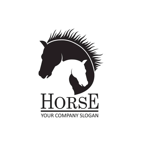 Emblema Monocromático Cabeças Cavalo Sobre Fundo Branco — Vetor de Stock