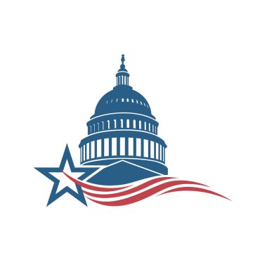 Unated States Capitol building icon in Washington DC clipart