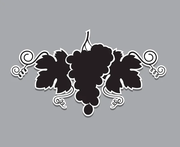 Черная Иллюстрация Силуэта Винограда Пучками Листьями — стоковый вектор