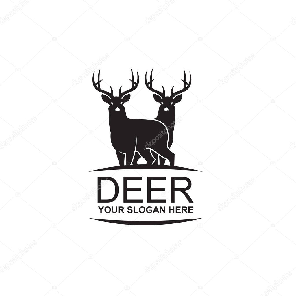 emblem of black deer isolated on white background