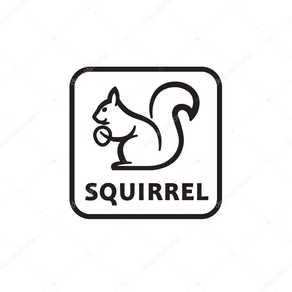 Black icon of squirrel with nuts on white background
