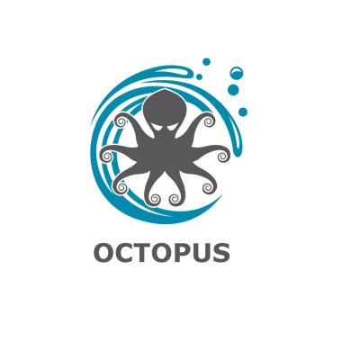 Beyaz arka plan üzerinde izole su sıçrama ahtapotla simgesi