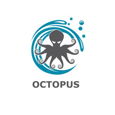 Beyaz arka plan üzerinde izole su sıçrama ahtapotla simgesi