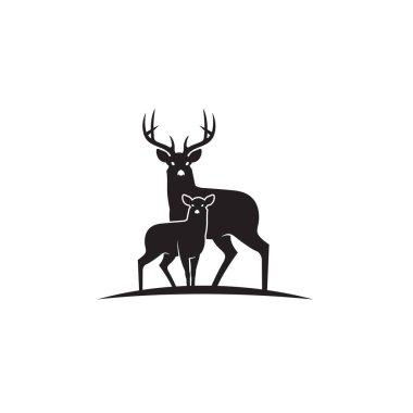 Beyaz arka plan üzerinde izole siyah geyik arması