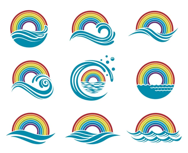 虹と海のアイコンの抽象的なコレクション — ストックベクタ