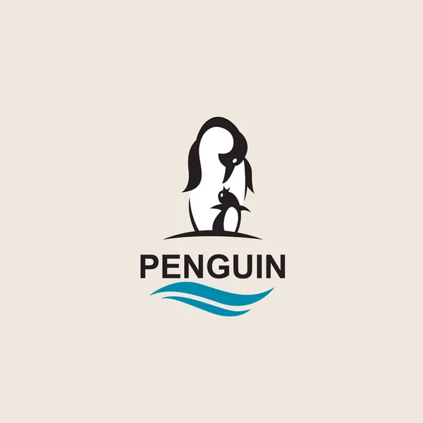 Απομονωμένος Κύματα Της Θάλασσας Που Εικονίδιο Πτηνών Μαύρο Πιγκουίνος — Διανυσματικό Αρχείο