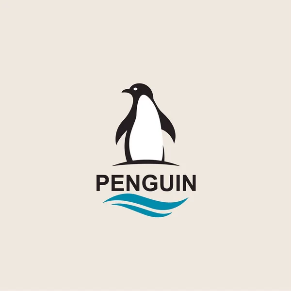 Black Penguin Bird Icon Isolated Sea Waves — Stock Vector