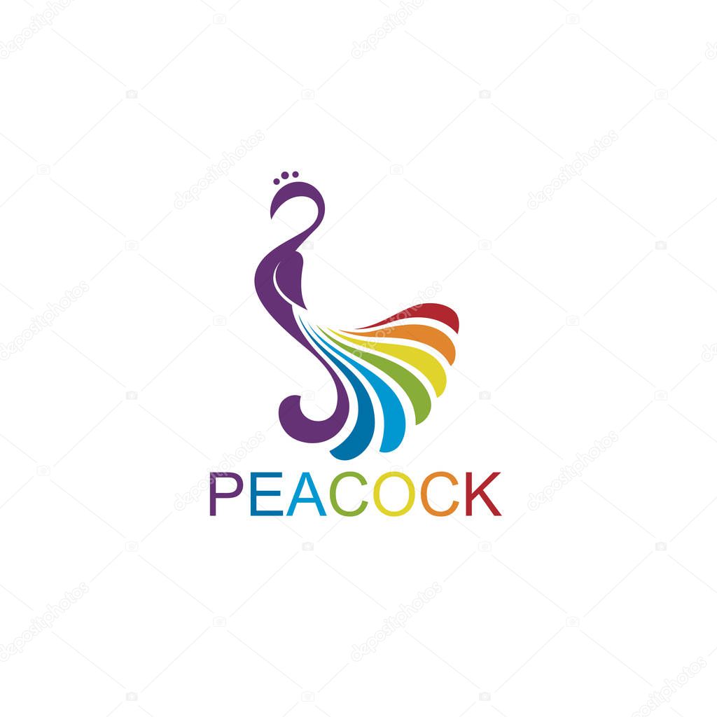Peacock bird icon isolated on white background