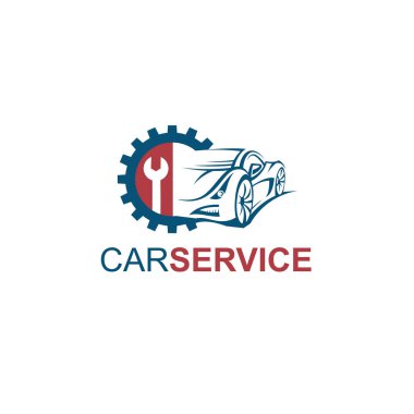 Oto yedek parça ve tamir servisi beyaz arka plan üzerinde izole arması