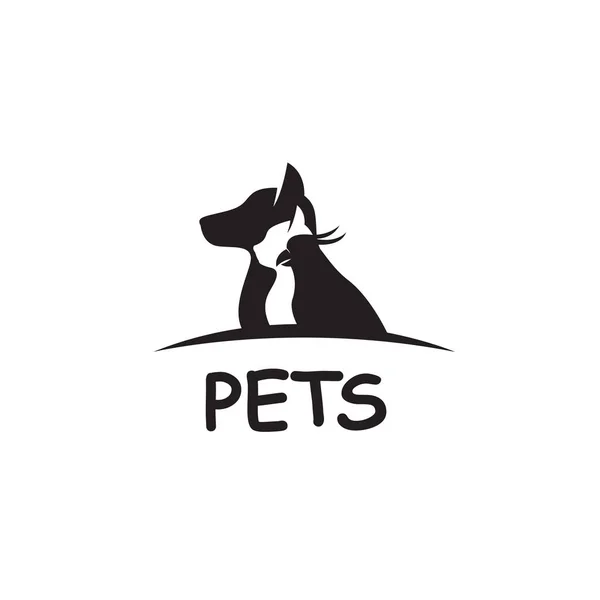 Monochrome Pet Hsop Label Cat Bird Dog — Stock Vector