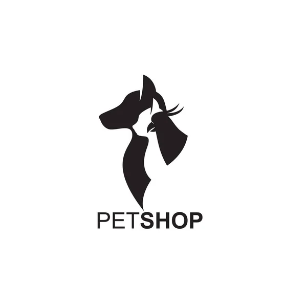 Monochrome Pet Hsop Label Cat Bird Dog — Stock Vector