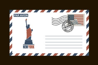 siyah arka plan üzerine Amerikan semboller ile posta zarf tasarım