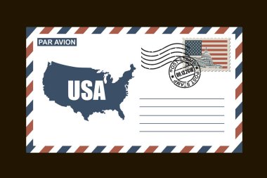 siyah arka plan üzerine Amerikan semboller ile posta zarf tasarım