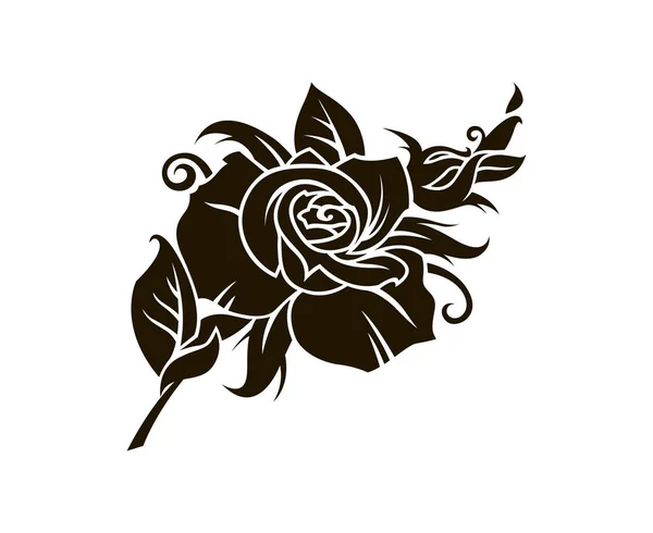 Rosa Preta Flor Imagem Isolada Fundo Branco — Vetor de Stock