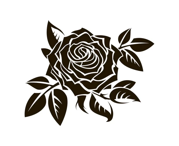 Μαύρο Τριαντάφυλλο Εικόνα Που Απομονώνονται Λευκό Φόντο — Διανυσματικό Αρχείο