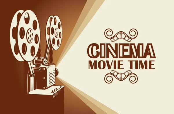 Cartaz Cinema Com Fundo Retro Filme Projetor — Vetor de Stock