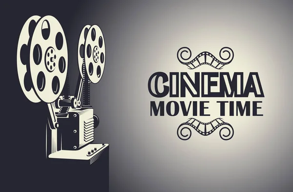 Cartaz Cinema Com Fundo Retro Filme Projetor — Vetor de Stock