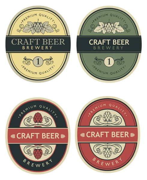 Collection Étiquettes Bière Dans Style Rétro — Image vectorielle