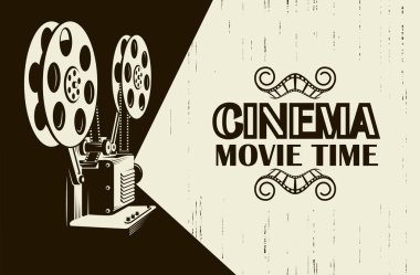 retro film projektör arka plan ile sinema poster