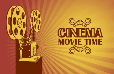 retro film projektör arka plan ile sinema poster