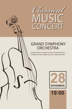 Klasik müzik konser poster keman görüntü ile