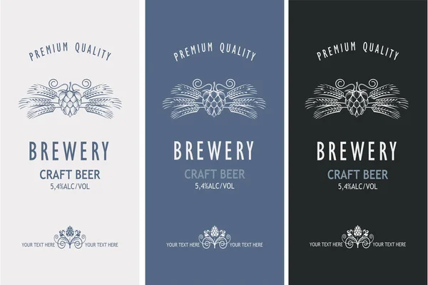 Collection Étiquettes Bière Dans Style Rétro — Image vectorielle