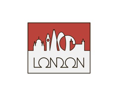 London city beyaz arka plan üzerinde soyut doğrusal çizimi