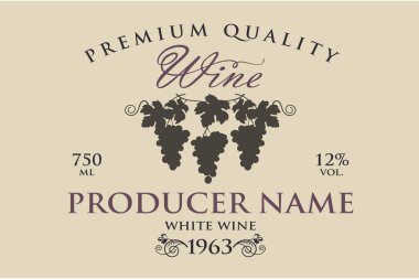 Vintage etiketi ile üzüm şarap şişeleri için