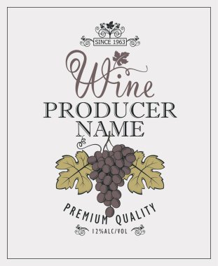 Vintage etiketi ile üzüm şarap şişeleri için
