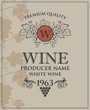 Vintage etiketi ile üzüm şarap şişeleri için