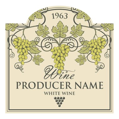 Vintage etiketi ile üzüm şarap şişeleri için