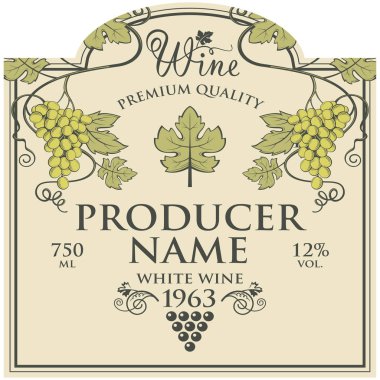Vintage etiketi ile üzüm şarap şişeleri için
