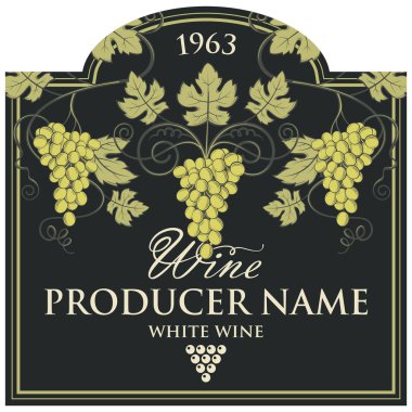 Vintage etiketi ile üzüm şarap şişeleri için